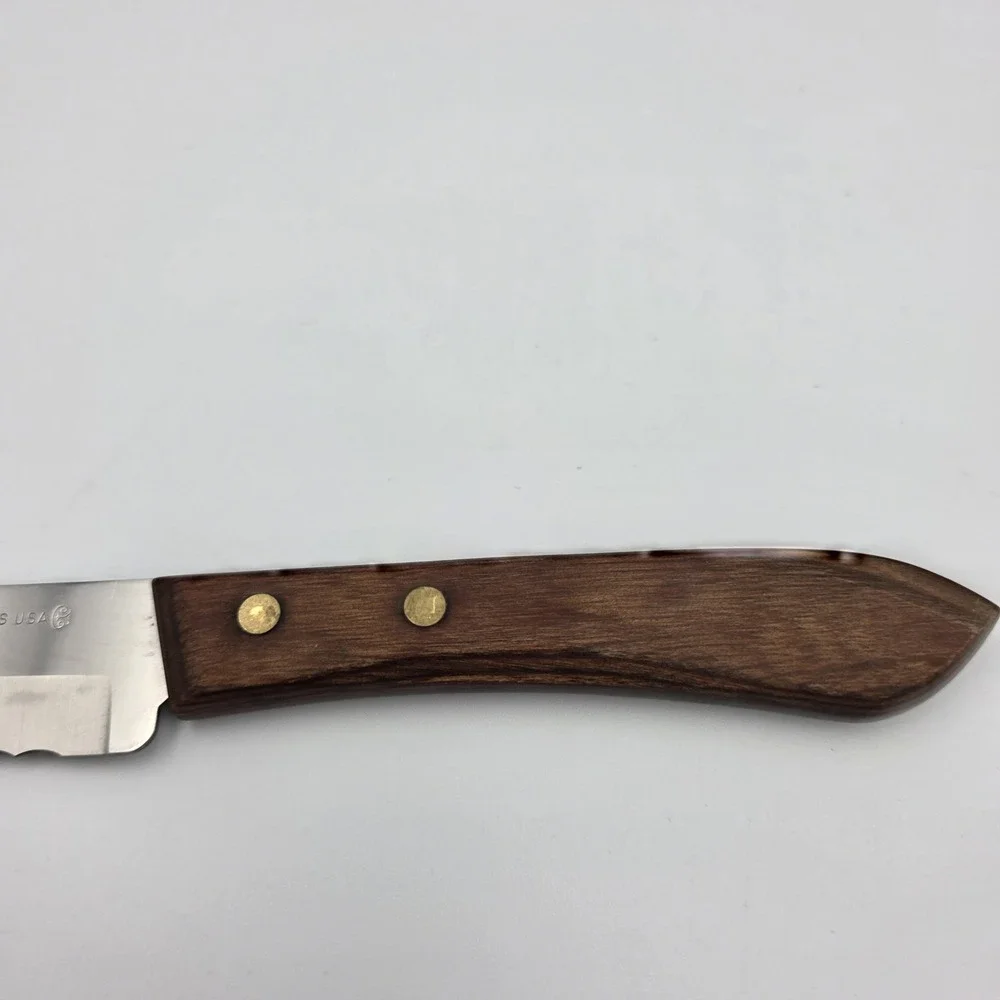 EKCO Stainless USA Serrated Knife Wood Handle Bread Ham Pointed Edge 7.75